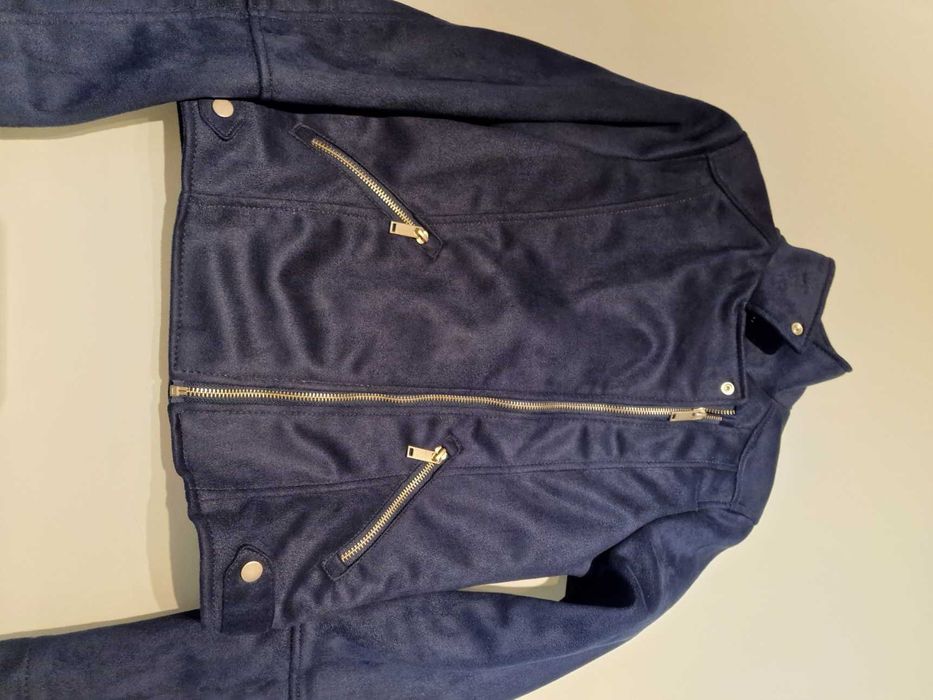 Casaco imitação camurça azul - como novo!