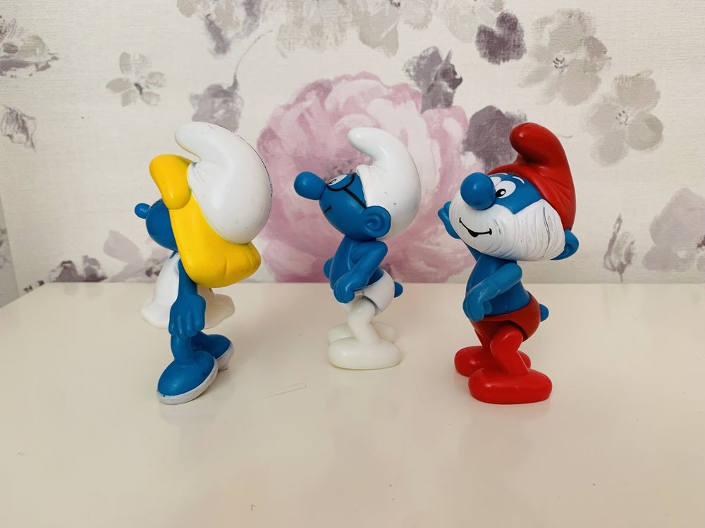 figurka Smerf, Smerfy Ważniak, Papa Smerf, Smerfetka McDonalds 2002