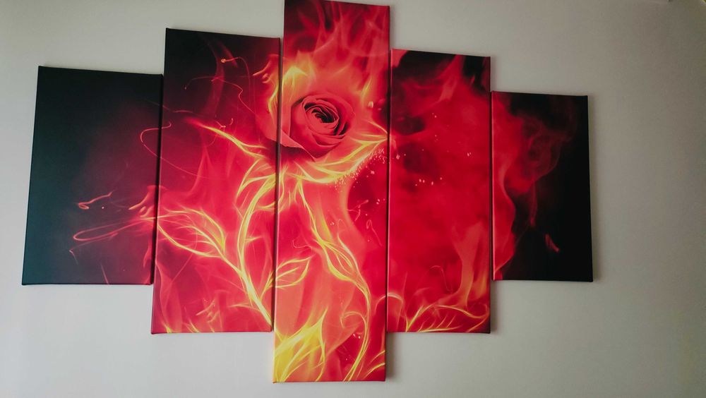 Obraz płomienna róża ścienny
