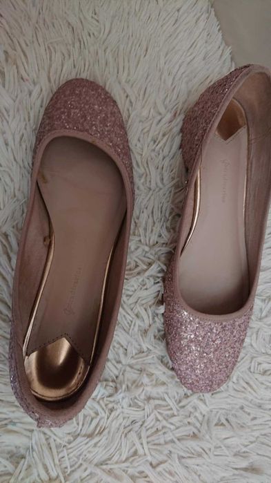 Buty brokatowe damskie stradivarius, baleriny, czółenka