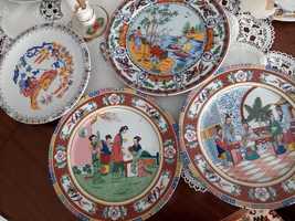 Pratos e potes de porcelana chinesa e japonesa