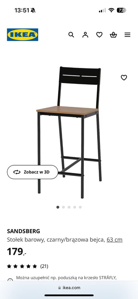 Krzesła barowe sandsberg ikea 2szt