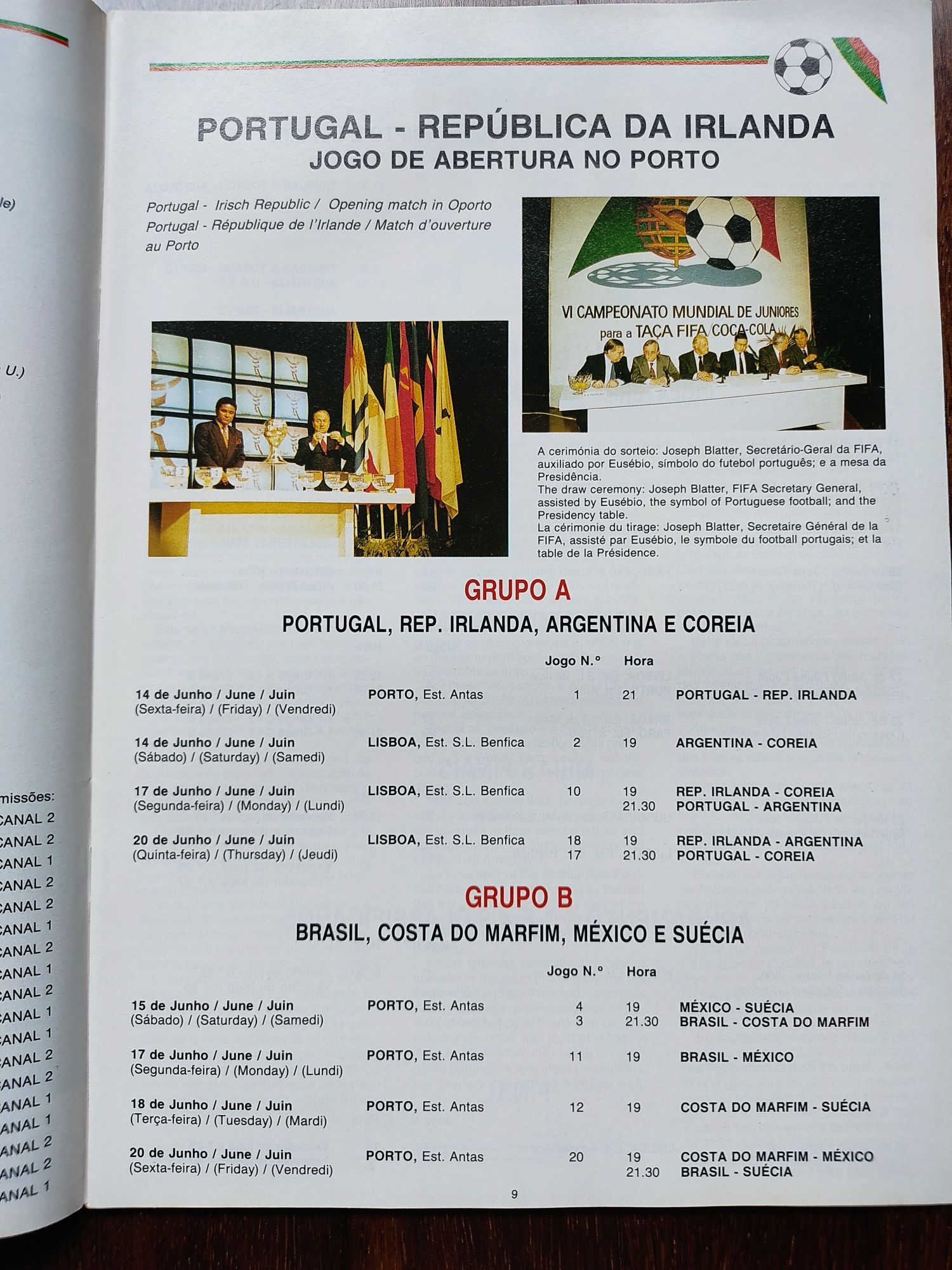Revista oficial FIFA Mundial 91 sub 21 em Portugal