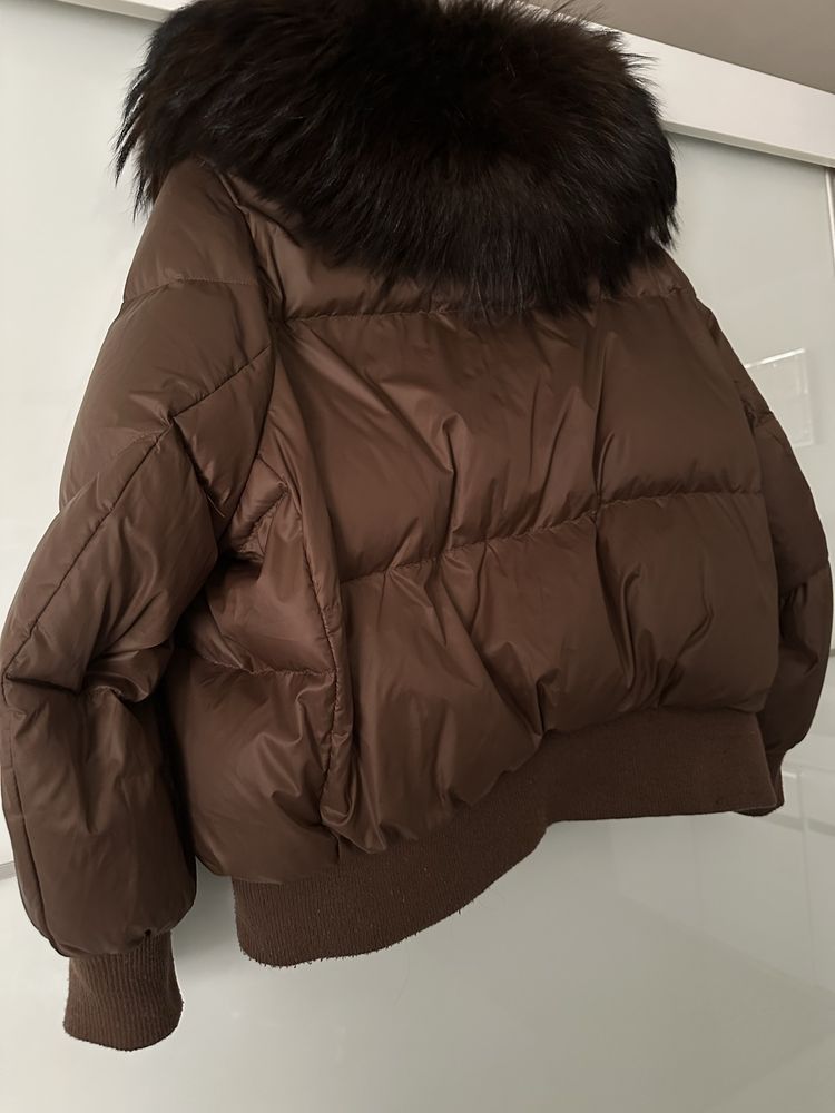 Kurtka puchowa Jenot naruralny puch Futro S 36 oversize
