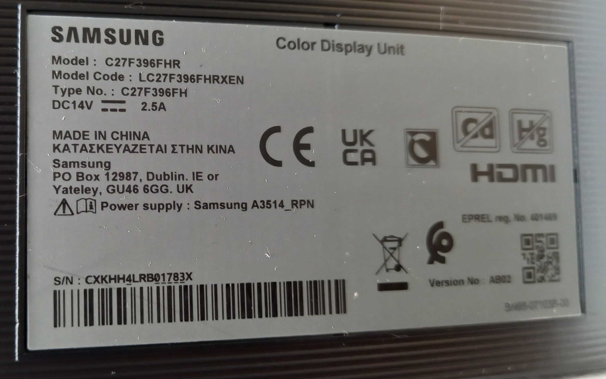 Monitor Samsung C27F  27 cali zakrzywiony. Jak nowy.