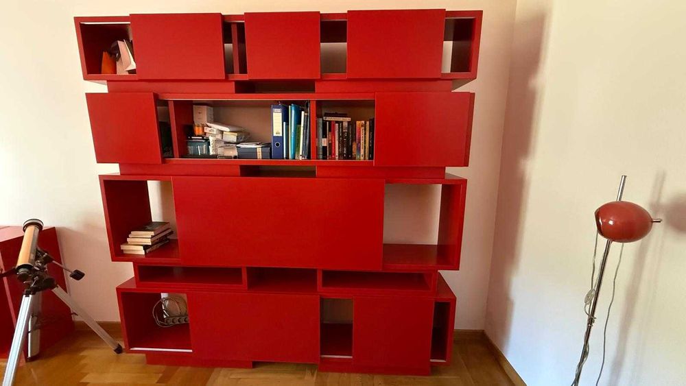 Móvel Modular Design Exclusivo Vermelho - Secretária Embutida