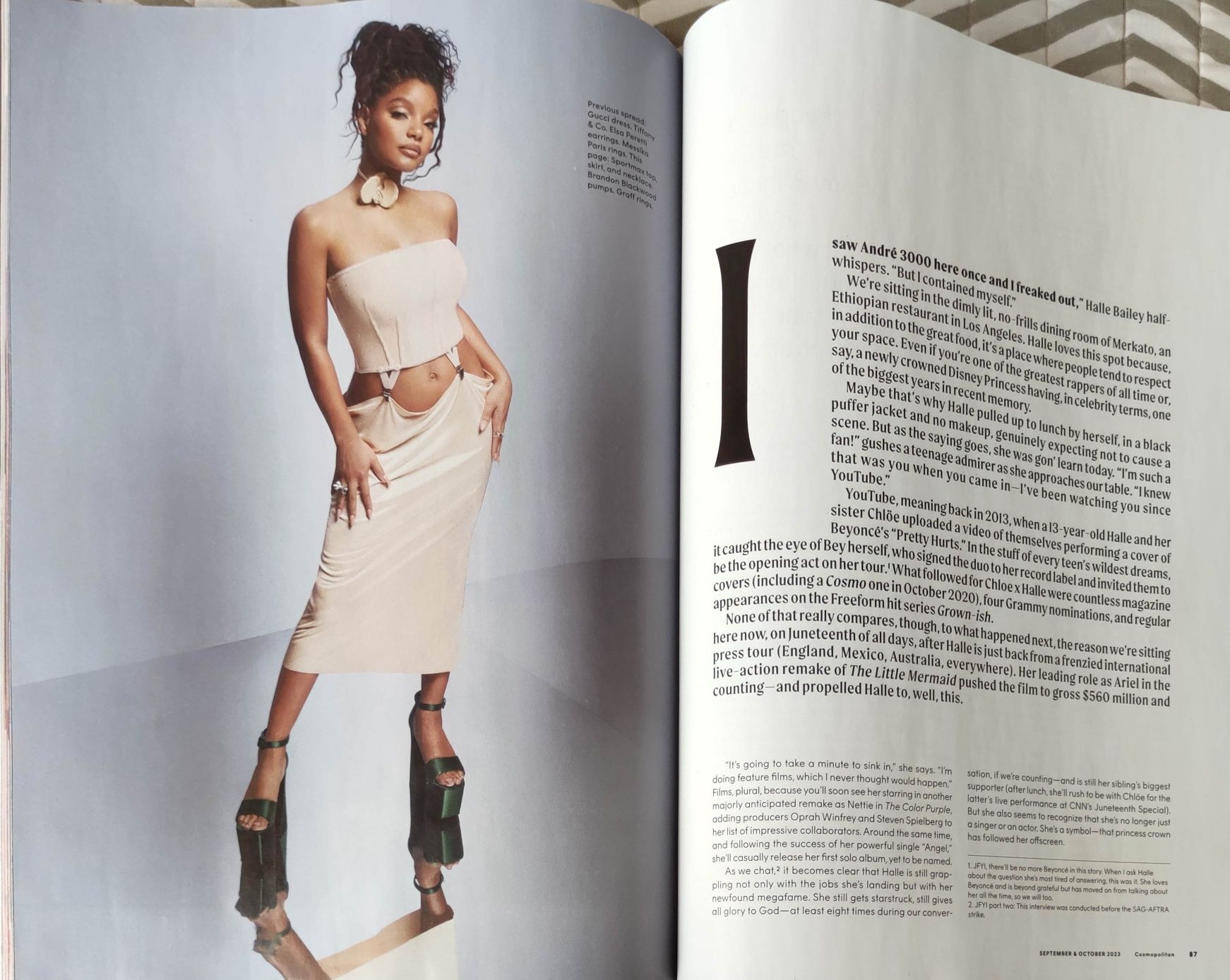 Magazyn Cosmopolitan US 09/10/23 Halle Bailey uroda, pielęgnacja, moda