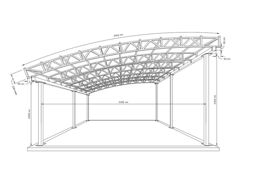 Універсальний Навіс для авто 6х6 Напіварковий Shelter Ultra, На 2 авто