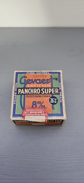 Stara taśma filmowa Gevaert Panchro Super 8mm Belgium, lata 50./60.