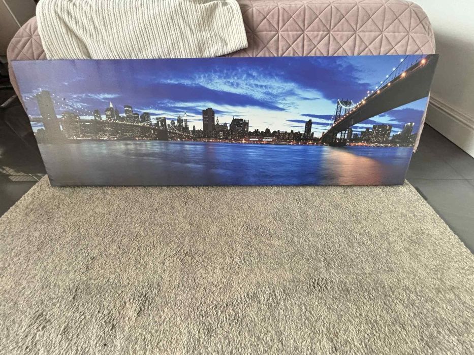 Obraz miasta w nocy w bardzo dobrym stanie 138x44
