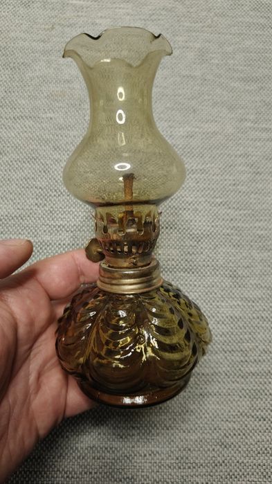 Lampa naftowa stara kompletna zielone szkło