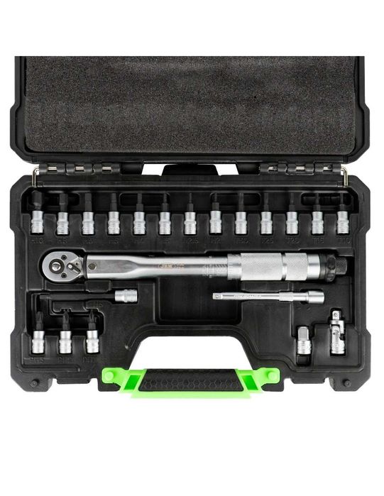 Conjunto chave dinamométrica 1/4" (5-25Nm) + 20 chaves