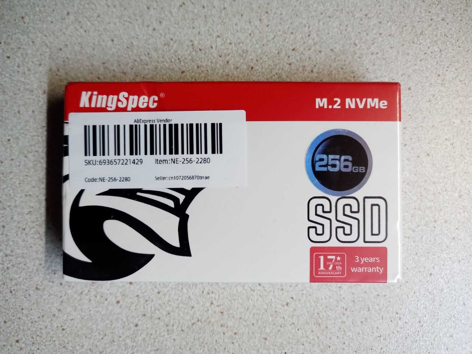 Твердотільний накопичувач KingSpec M.2 NVMe 256Gb + радіатор