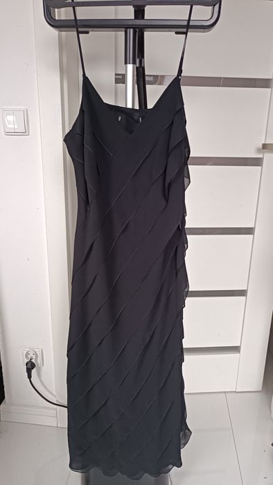 Długa czarna elegancka sukienka Zara M 38 10