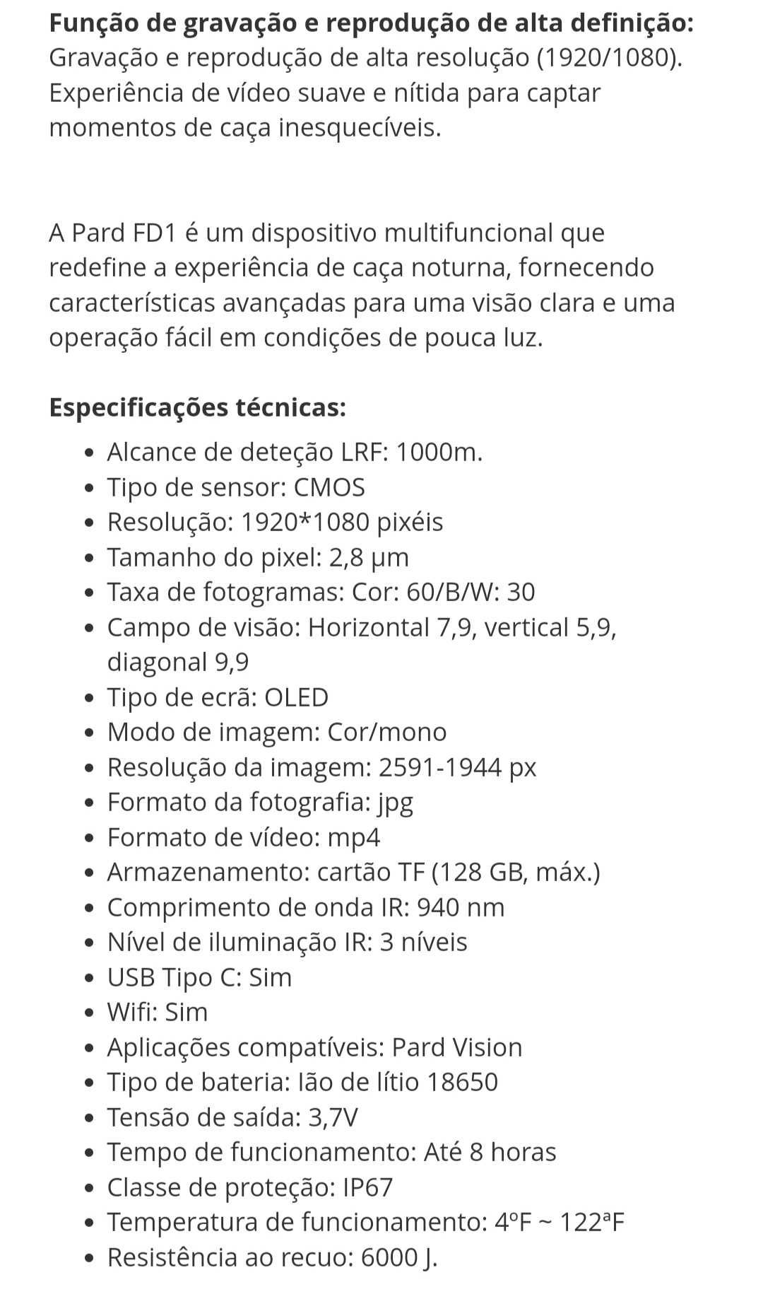 Completo de mira de visão noturna PARD FD1 1-3.5X 30MM LRF 940NM