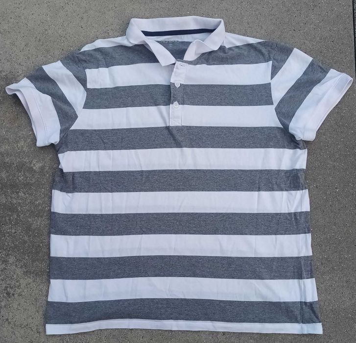 Koszulka Polo Inextenso rozmiar XL w szaro-białe pasy