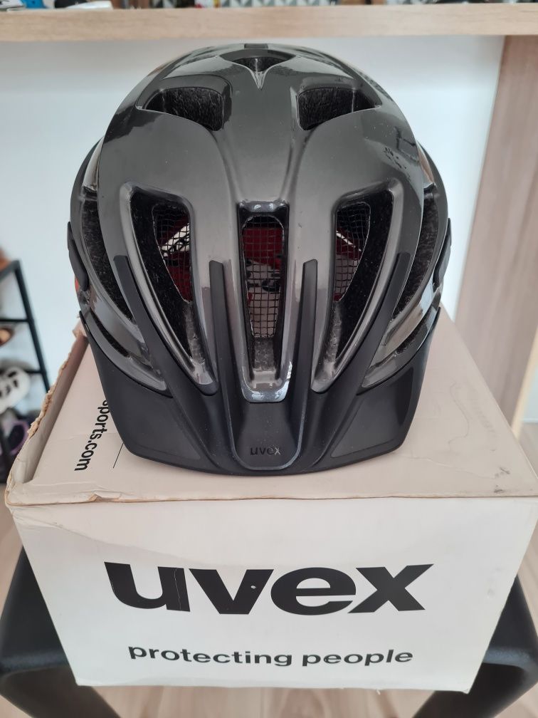 Kask rowerowy UVEX ACTIVE ANTHRACITE RED, rozmiar 56–60 cm