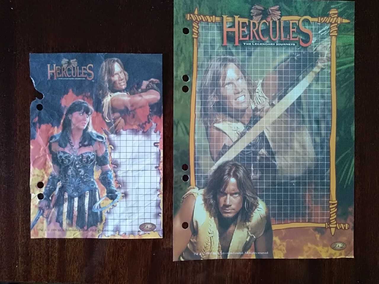 Kolekcjonerskie karteczki do segregatora Hercules, Xena, lata 90