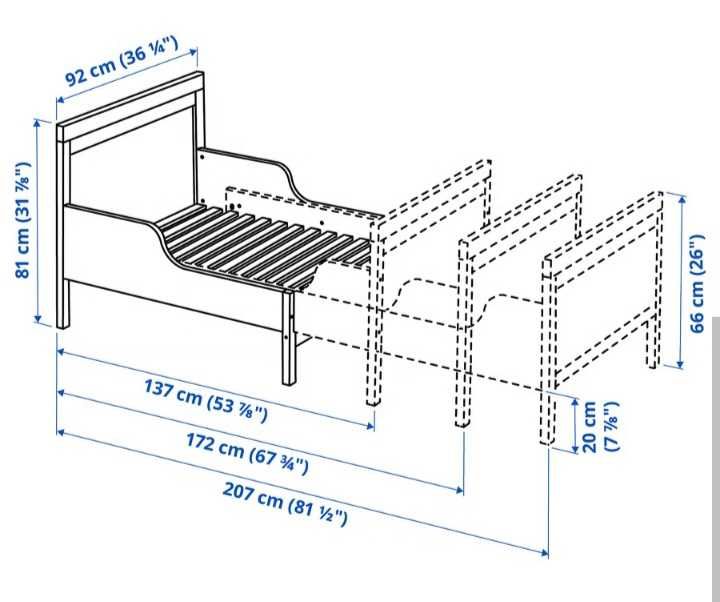 Cama de criança extensível - madeira branca