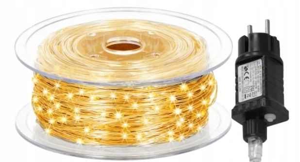 Lampki Choinkowe 1000 Led Mikro Drucik 100M Ciepły Biały Ip44 Pilot
