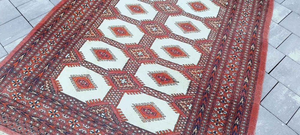 Buchara ręcznie tkany dywan wełniany 198 x 124 cm wełna 100%