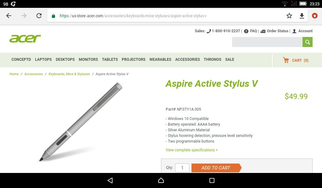 Acer active stylus Apen 1. активный стилус. Предлагайте свою цену!