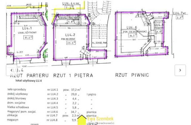 Obręb plant/ lokal frontowy z witryną/ parter plus piwnica