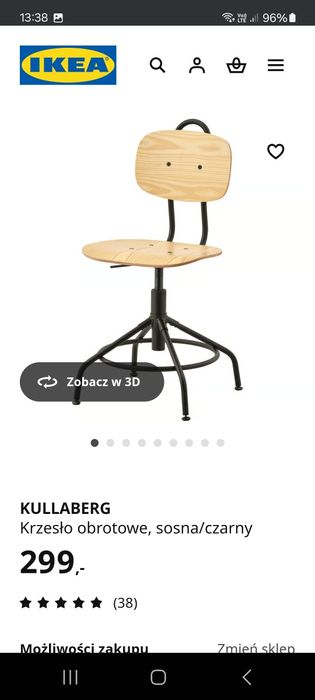 Krzesło Ikea Kullaberg w bardzo dobrym stanie