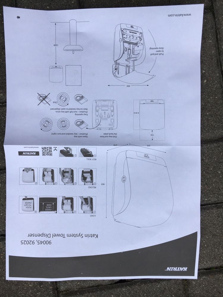 Dozownik podajnik ręczników papierowych katrin system 90045 white