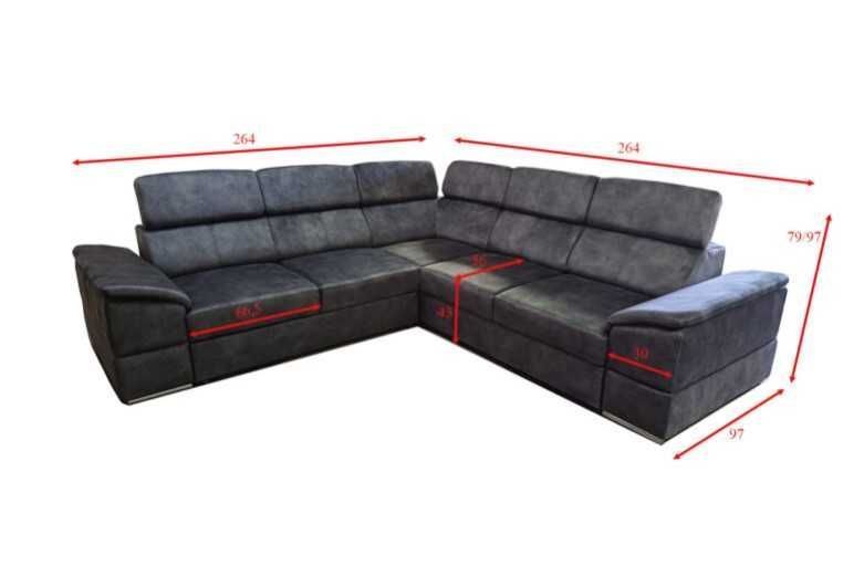 Duży narożnik JOY 2R2 z pojemnikiem i funkcją spania ROGÓWKA Wysyłka