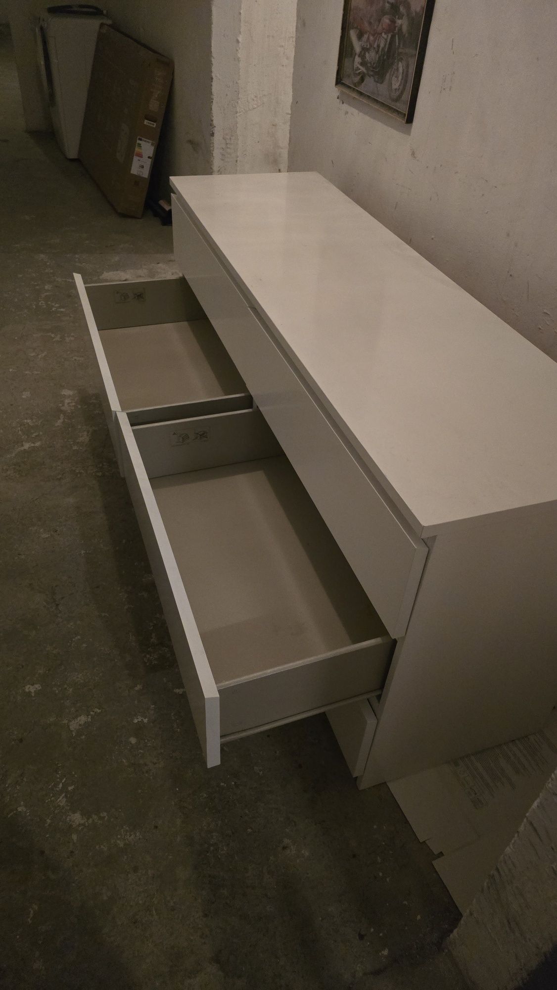 Komoda MALM biała, 6 szuflad, 160 cm