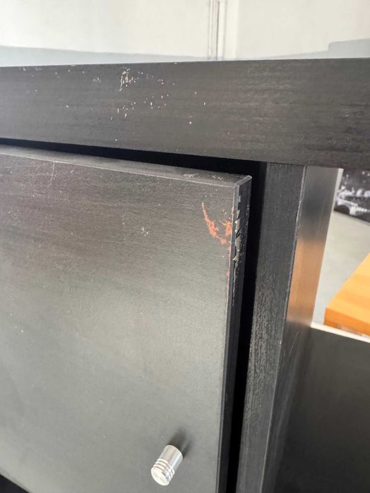 Regał ikea Kallax czarny z wkładami