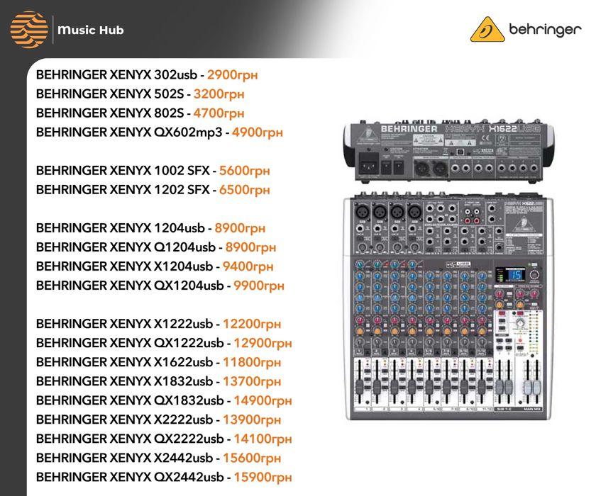 Behringer XENYX 802 Q 1002 1202 QX 1204 2222 1622 usb 1222 1832 X sfx