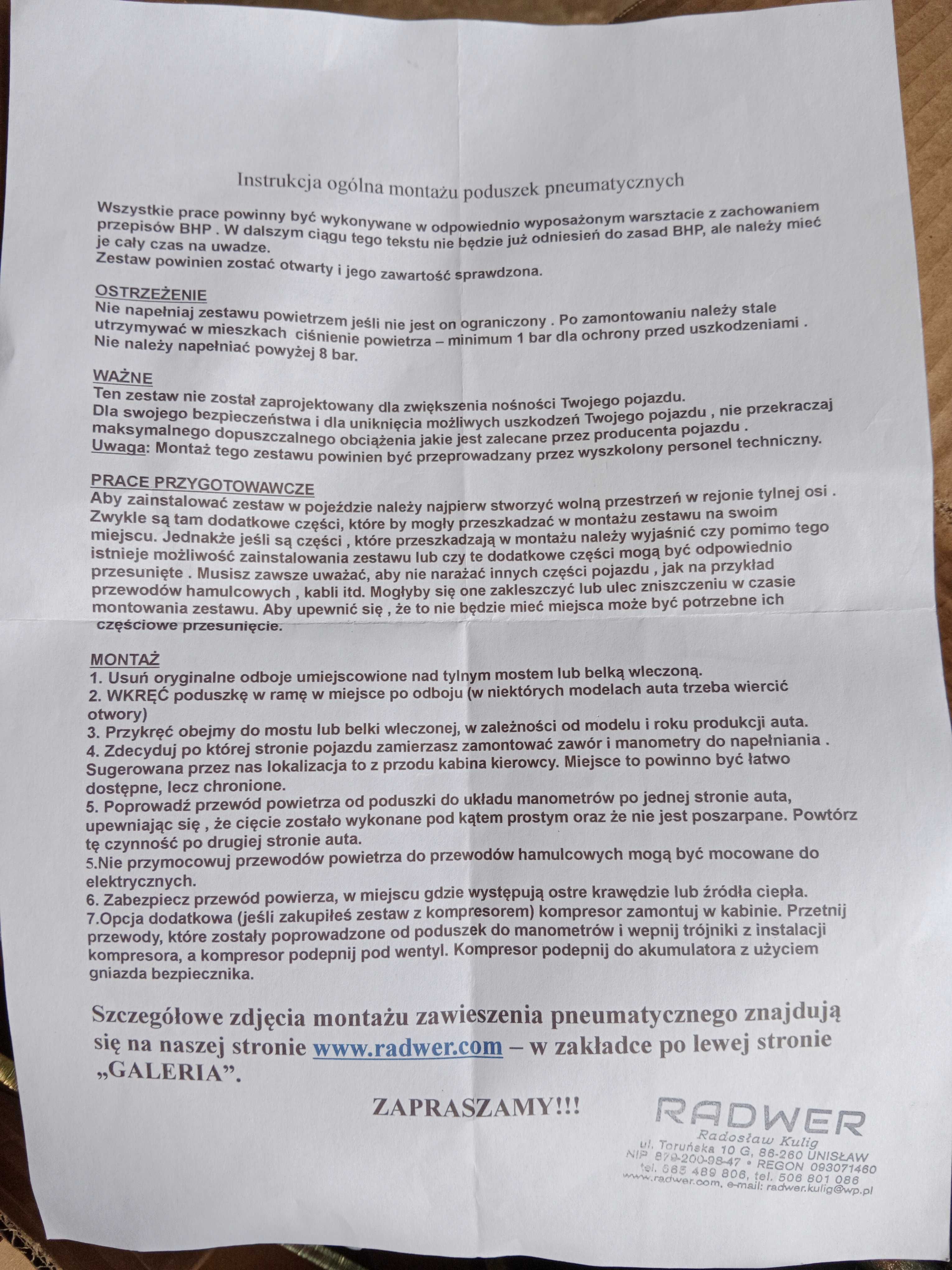 Poduszki, miechy do zawieszenia tylnego Isuzu D-MAX D max