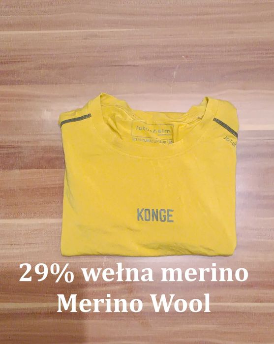 Koszulka sportowa techniczna termoaktywna z wełną z merynosa M żółty