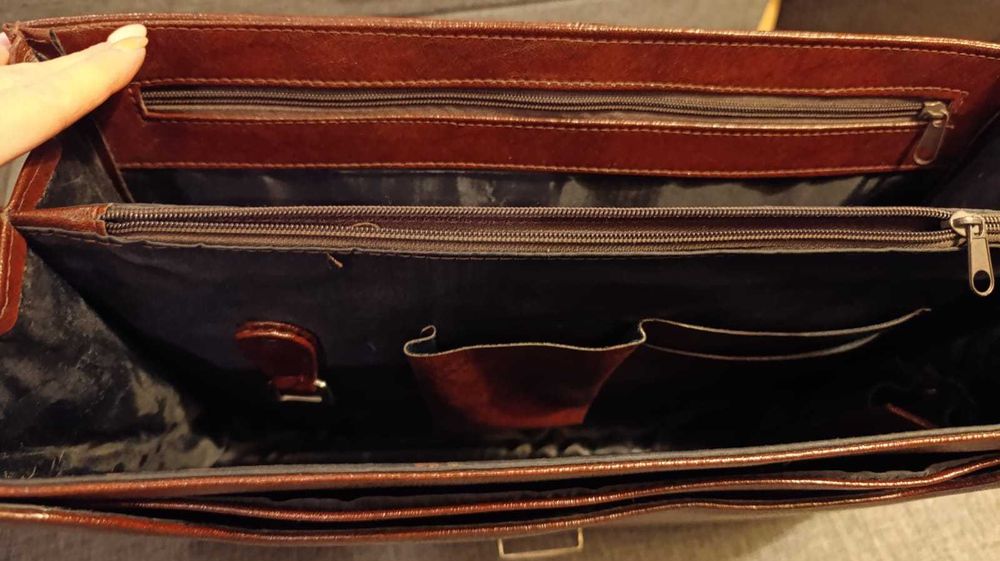 Brązowa aktówka skórzana męska