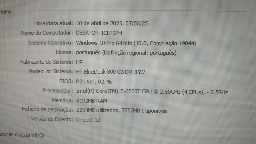 Mini computador HP Elitedesk 800 G3