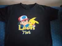 Koszulka urodzinowa, t-shirt,  Leon 7 lat, pokemon