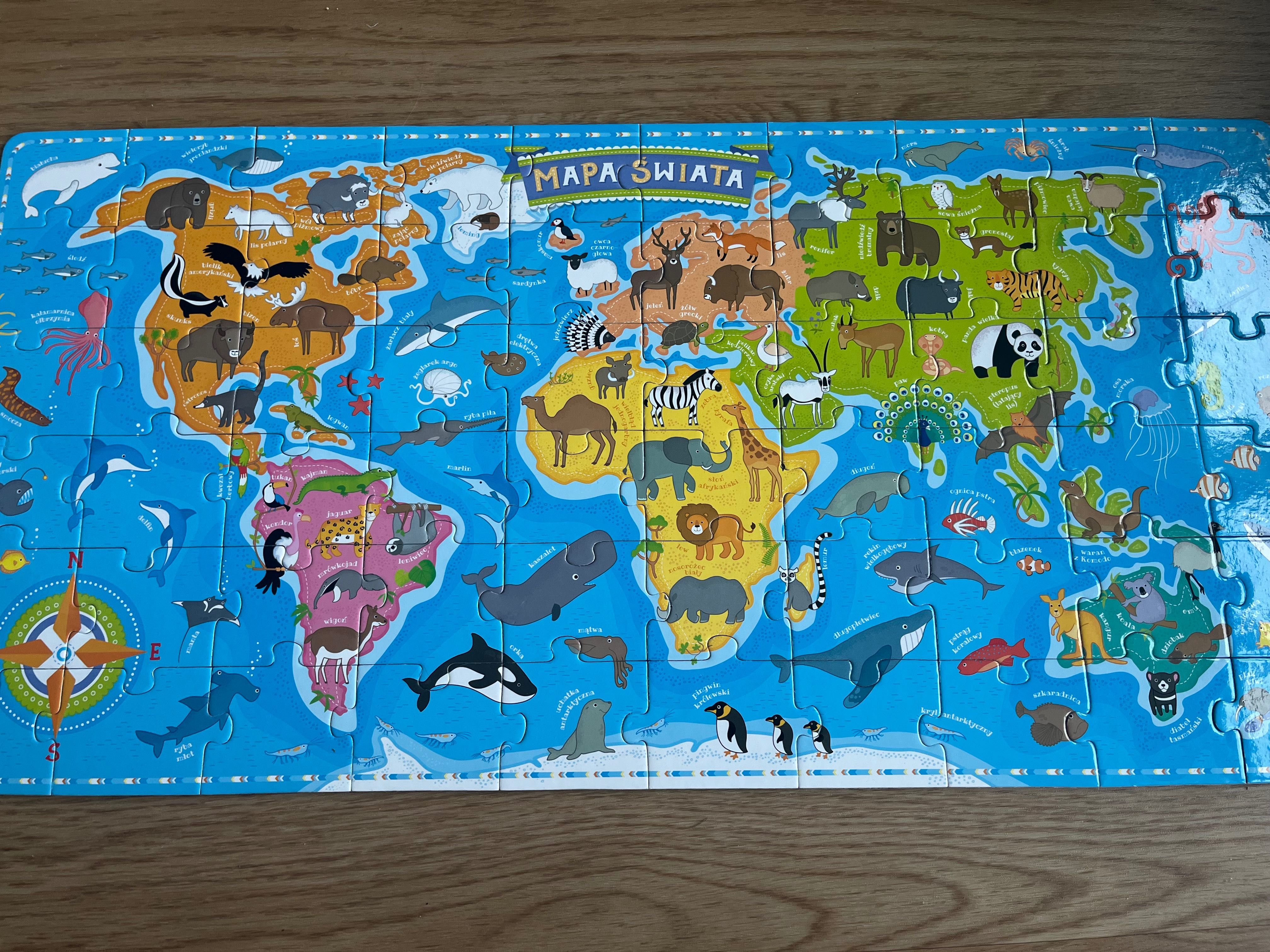 Czuczu puzzle mapa świata zwięrzęta