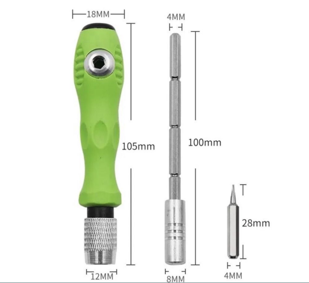 Отвертка викрутка з насадками різного типу 30в1