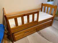 Łóżko piętrowe, wysuwane, dziecięce, z drewna, z materacami, szuflady