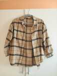 Koszula oversize w kratę plaid styl streetwear harajuku kolor beż khak