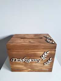 Duże rustykalne drewniane pudełko na koperty wesele ślub