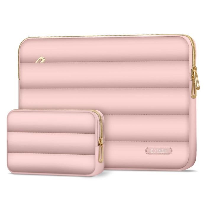 Etui Tech-Protect Puffy DO Laptopa 13-14" Różowe z Torbą