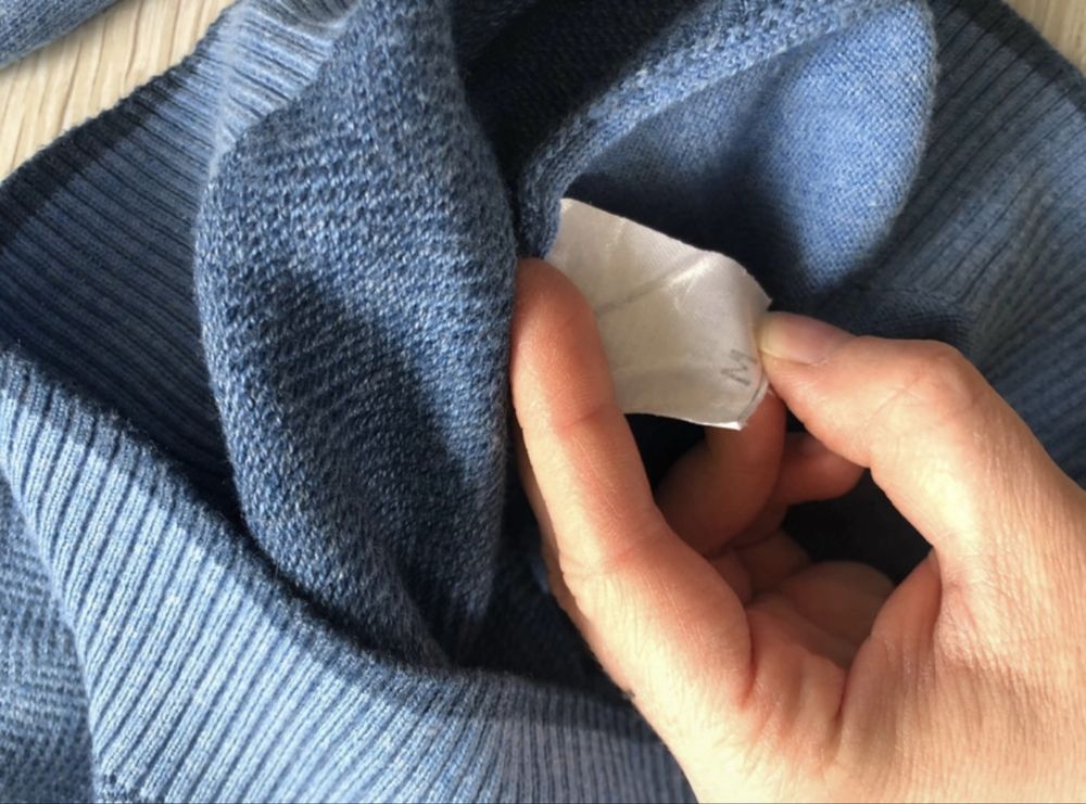 Sweter męski M niebieski jodełka v neck Szczygieł elegancki casual