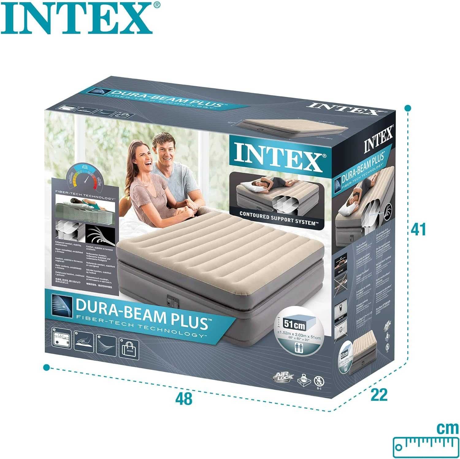 INTEX 64164 ND dmuchany materac pompka 203x152x51