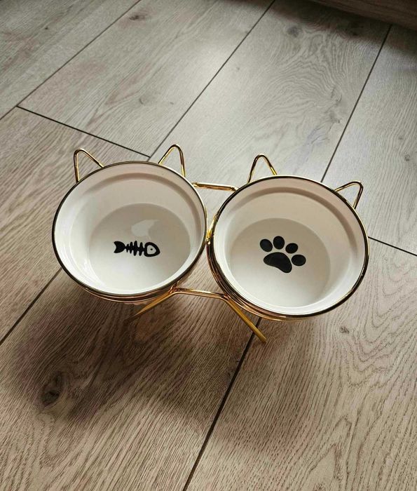 Miski miska dla psa na karmę i wodę dla kota złote  glamour eleganckie