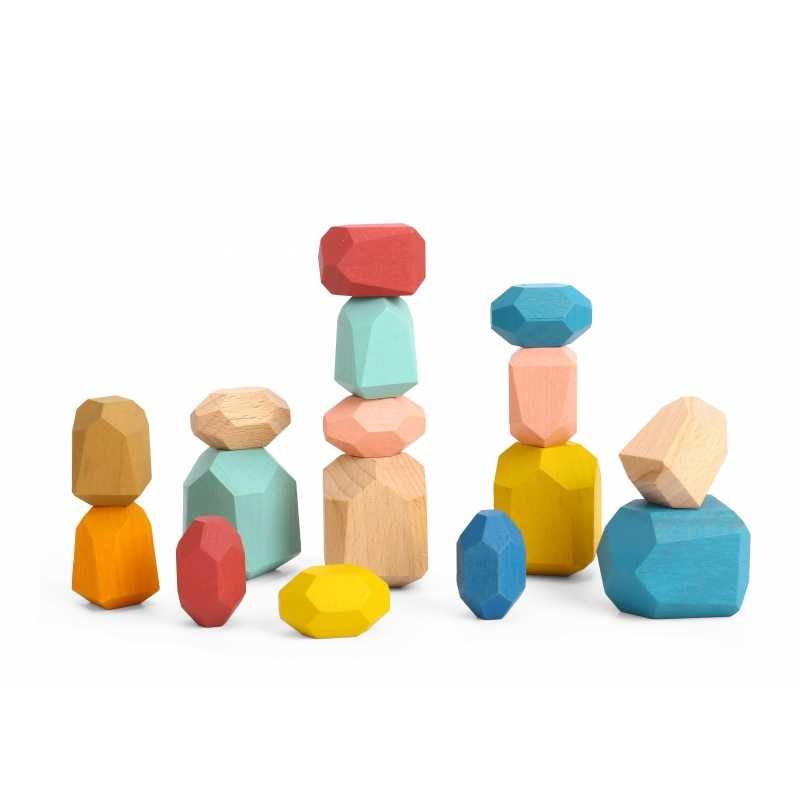 Drewniane klocki Balansujące kamienie Montessori