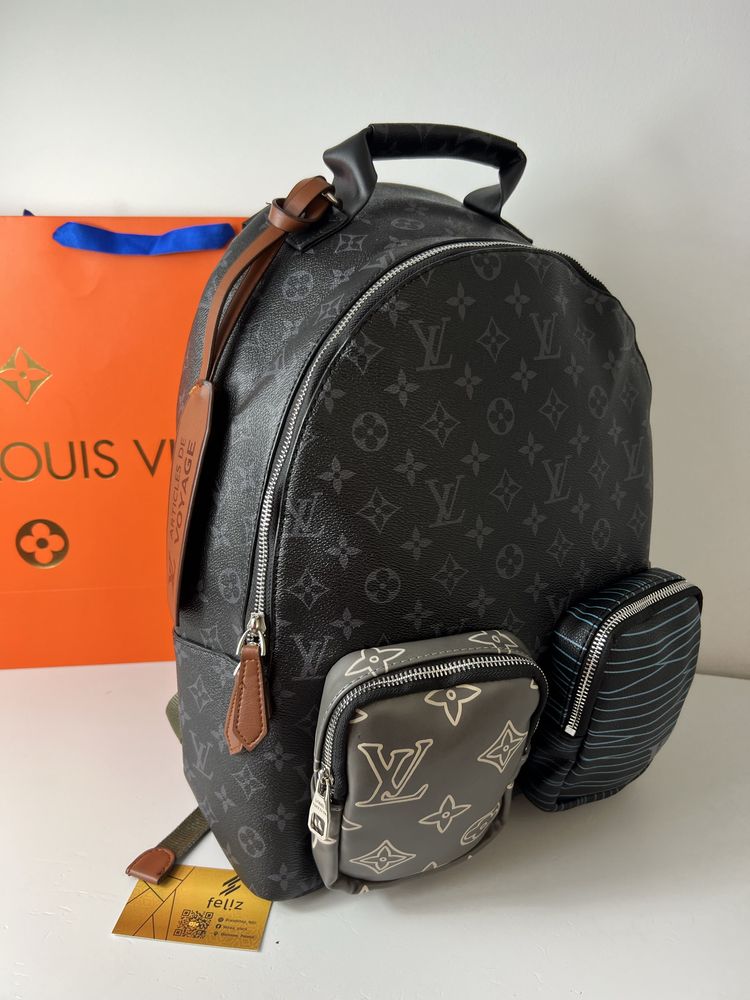 Duży plecak szkolny sportowy Louis Vuitton monogram czarny premium LV