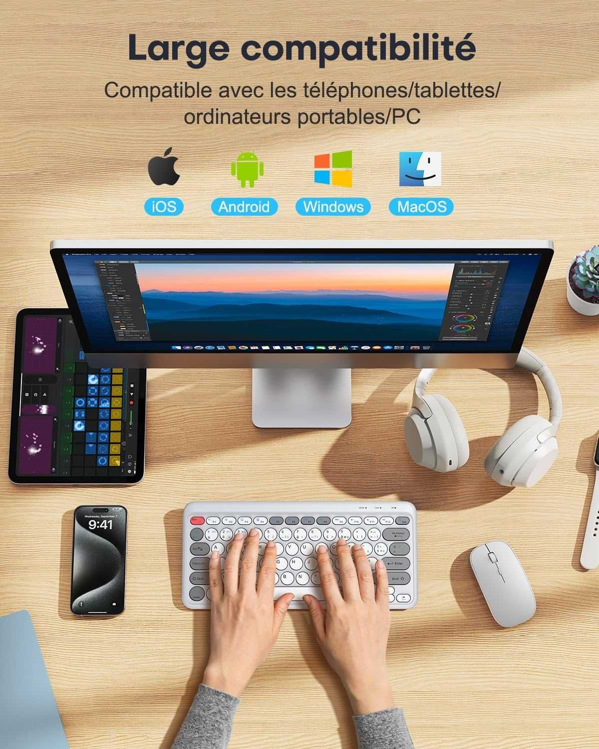 Klawiatura bezprzewodowa TECURS, ładowalna klawiatura Bluetooth